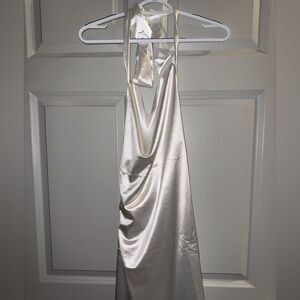 White Satin Backless Dress